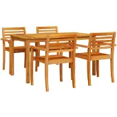 vidaXL Tuin Eettafel Set 5 st Bruin Massief Acacia Hout