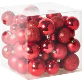 Beliani TYIN- Set van 60 kerstballen - Rood - Synthetisch