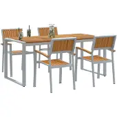 vidaXL Tuin Eettafel Set 5 st Grijs Massief Acacia Hout