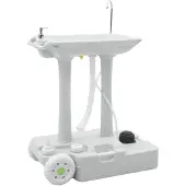 vidaXL Camping Handwas Stand met Wielen Grijs 72 x 42 x 103 cm