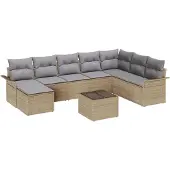 vidaXL Tuinbank Set 9 st Zwart Poly rattan