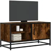 vidaXL Tv-meubel 80x34,5x40cm bewerkt hout metaal gerookt eikenkleurig