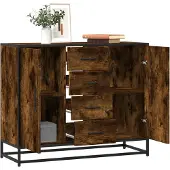 vidaXL Dressoir 92x35x76 cm bewerkt hout gerookt eikenkleurig