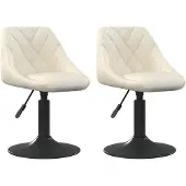 vidaXL Eetkamerstoelen draaibaar 2 st fluweel crèmekleurig