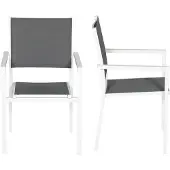 Happy Garden Set van 10 wit aluminium beklede stoelen - grijs textilene