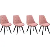 Happy Garden Set van 4 roze NORA fluwelen stoelen met kussen