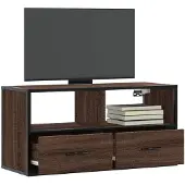 vidaXL Tv-meubel 80x31x39,5 cm bewerkt hout metaal bruin eikenkleurig