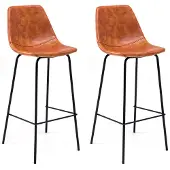 Happy Garden Set van 2 vintage LUCIEN barkrukken cognac - Zithoogte 75cm