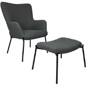 Happy Garden Grijze fauteuil van lusstof met voetsteun EIRA