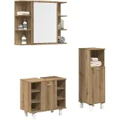 vidaXL 3-delige Badkamermeubelset bewerkt hout artisanaal eikenkleur