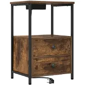 vidaXL Nachtkastje Rook Eiken 40 x 31 x 60 cm Bewerkt hout