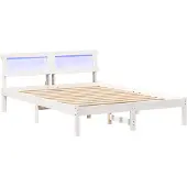 vidaXL Bedframe met hoofdeinde Wit 135 x 190 cm Massief grenenhout