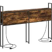 vidaXL Opslage hoofdbord met oplaadstation Gerookt eiken Bewerkt hout