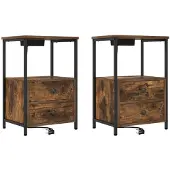 vidaXL Nachtkastje 2 st Rook Eiken 40 x 31 x 60 cm Bewerkt hout