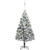 vidaXL Kunstkerstboom met 300 LED Wit 180 cm PVC en Staal en Kunststof