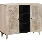 vidaXL Dressoir Bleached White 90 x 33 x 75 cm Massief Mango Hout