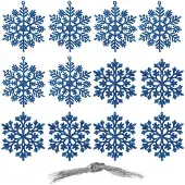 Springos Kerstballen Sneeuwvlokken Blauw Glitter 12 Stuks Onbreekbaar