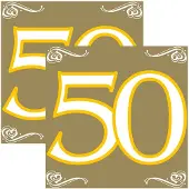 Folat 50 jaar feest tafel servetten - 20x stuks - verjaardag/jubileum - 33 x 33 cm - versiering