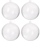 Springos 4x Acryl Kerstballen Transparant 8cm - Idee voor Decoupage & Knutselen