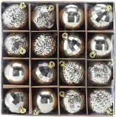 Chomik 16x Zilveren Kerstballen Mix Patronen 6cm - Onbreekbaar