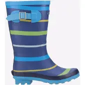 Cotswold Stripe Wellington Rubberen Jongens Blauw/Groen/Gele Regenlaarzen