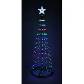 Christmas Decoration Kerstboom - Vlaggenmast - RGB Licht - 150 cm - 154 LED - incl. Frame - Kleurveranderend