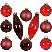 Kaemingk Bordeaux Glazen Kerstballen Spleten Mix 10 Stuks