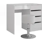 Vicco Sherry Kaptafel – 89.8 cm met kruk Wit/wit hoogglans