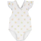 SuperCute Badpak Wit Hartjes met gekruiste bandjes maat 116