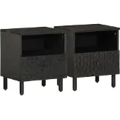 vidaXL Nachtkastjes 2 st 40x33x46 cm massief mangohout zwart