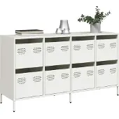 vidaXL Dressoir 135x39x73,5 cm koudgewalst staal wit