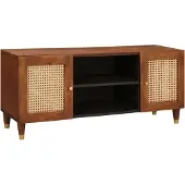 vidaXL TV Kast met plank Bruin 105 x 33,5 x 46 cm Massief Mango Hout