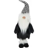 J-Line figuur Kerstman Pied-De-Poule - polyresin - wit/zwart