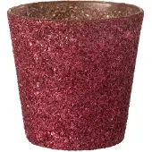J-Line windlicht Glitter - glas - rood - small - 2 stuks