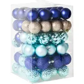 Beliani PIELINEN - Set van 96 kerstballen - Blauw - Synthetisch materiaal