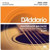 D'addario And Co EJ41 12-STRING PHOSPHOR BRONZE ACOUSTIC GUITAR STRINGS EXTRA LIGHT 9-45