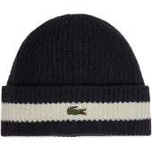 Lacoste Unisex Beanie - Muts van geribbelde wol (navy blue/flour)