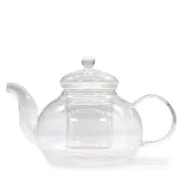 Ancient Wisdom Glazen Infusie Theepot - Ronde Parel - 800ml - 13x12cm