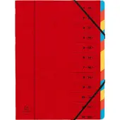 Exacompta Sorteermap met vaste rug en elastosluiting - 12 indelingen - Rood - 54125E