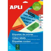 APLI Gekleurde etiketten Ft 105 x 148 mm (b x h), groen, 80 stuks, 4 per blad, etui van 20 blad - 2 stuks