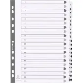 Exacompta Bedrukte tabbladen karton 160g - geplastificeerde tabs - 20 tabs - 1 tot 20 - A4 - Wit - MWD1-20Z