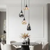LumenXL Hanglamp 4-lichts zwart met amber en smoke glas - Loïs