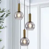 LumenXL Hanglamp Imme met smoke glas, 3-lichts - goud