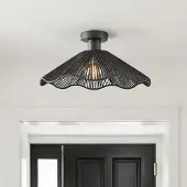LumenXL Boho-chic plafondlamp Carta zwart met touw Ø40 cm
