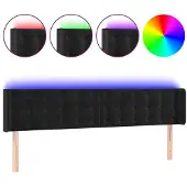 vidaXL Hoofdbord LED 203x16x78/88 cm fluweel zwart