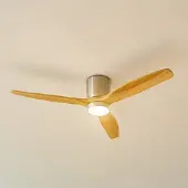 LUCANDE LED plafondventilator Faipari, nikkel, DC, stil, 132 cm Faipari, alu / grijs / zink, Woon-/ Eetkamer, Hout, Modern
