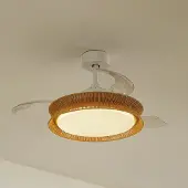 LUCANDE Plafondlamp , Lineta, dimbare, Beige, Woonkamer, Hout, Landhuis / Rustiek
