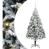 vidaXL Kunstkerstboom met 300 LED Wit 180 cm PVC en Staal en Kunststof