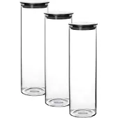 Mondex Set van 3 Glazen Potten 1000 ml met Deksel - Hoog