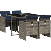 vidaXL 5-delige tuinset met kussens, grijs polyrotan